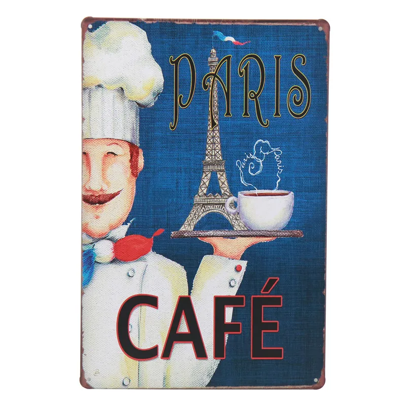30X20 см Ретро Italia Caffe Париж Кафе жестяная вывеска Винтаж Tintin домашний бар декоративная художественная живопись металлические вывески Настенный декор H72