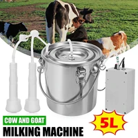 5l electric milking machine stainless steel milker farm cow goat vacuum suction pump bucket automatic cattle milking equipment