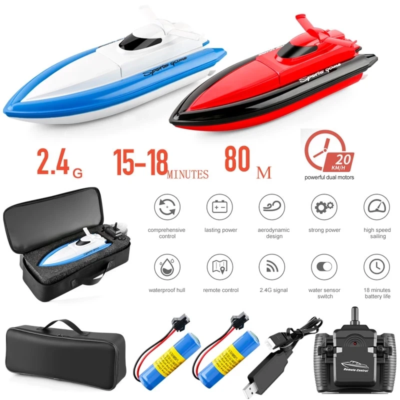 Best Remote Control Boats 2.4G 20km/h High Quality RC Boat RC Toy Gift for Kids Adults Boys Girls with Bag