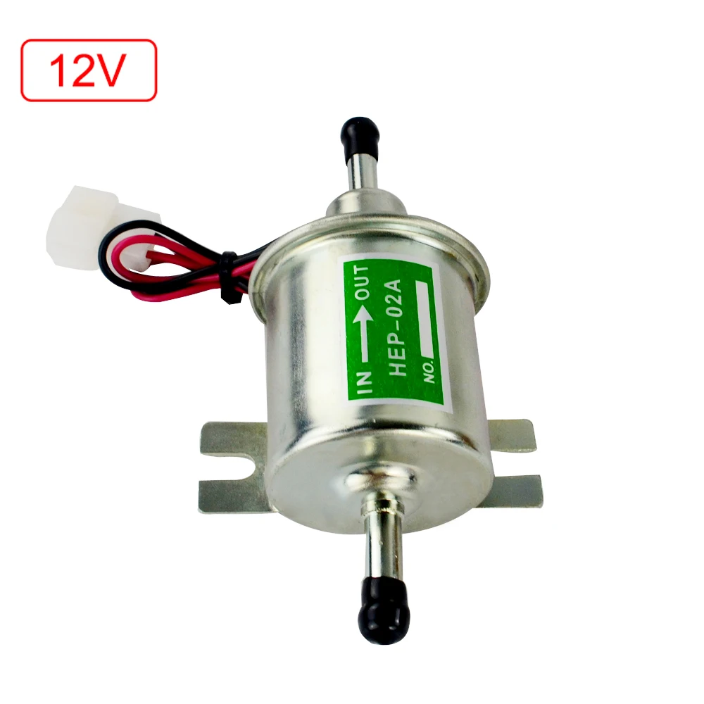 12V Silver Универсальный 12 В/24 В Электрический топливный насос, болт низкого давления, крепежная проволока, дизельный бензиновый HEP-02A для автомобиля, карбюратора, мотоцикла, квадроцикла - Цвет: 12V Silver