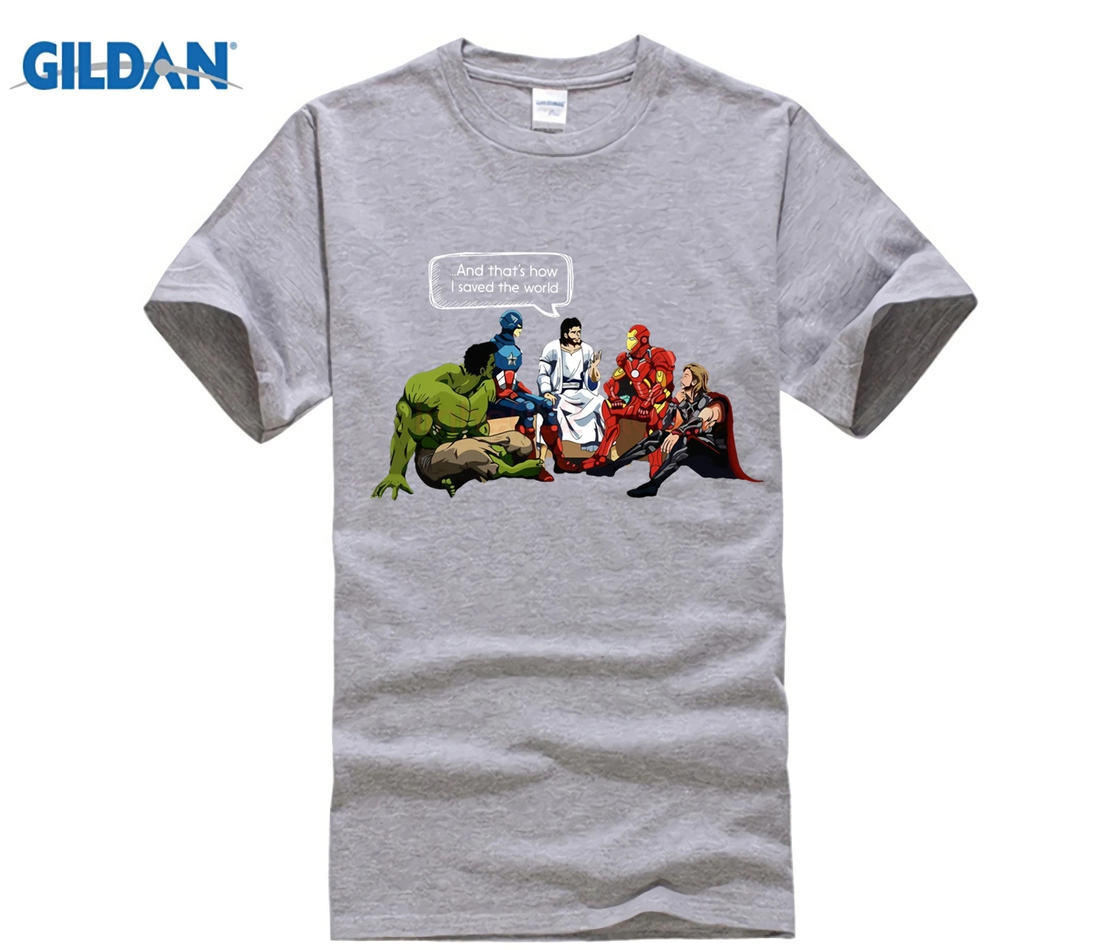 GILDAN и вот как я спасла мир футболка Иисус Супергерои Кристиан Новый | Мужская