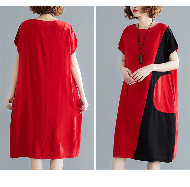 DIMANAF женское платье большого размера, модное лоскутное женское платье Vestidos, свободное базовое летнее платье из хлопка, большой размер