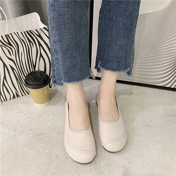 

Women Shoes For Woman Flats Round Toe Fashion Shoes Heel Flats Women Slip On Black Brown Basic Casual