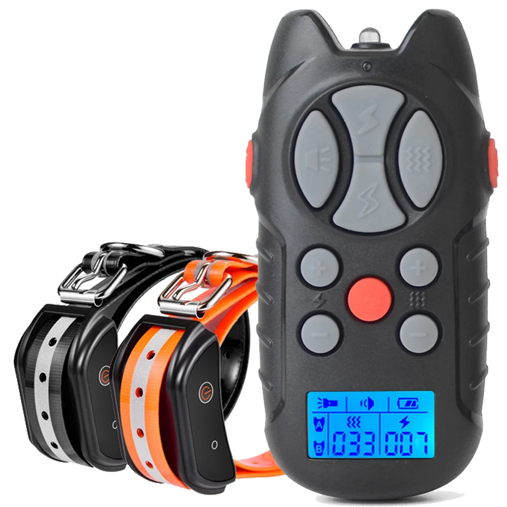 

Pet Dog Electric Training Collar 1000m Remote Waterproof Collars with LCD Beep Vibration Shock Pet Control Rechargeable Collar