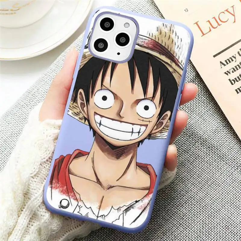 

Luffy cartoon luxury Phone Case coque Candy Color for iPhone 11 12 mini pro XS MAX 8 7 6 6S Plus X SE 2020 XR