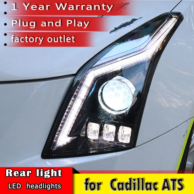 New Car Styling for Cadillac ATS Headlights 2014-2016 LED Headlight DRL Bi Xenon Lens High Low Beam Parking Fog Lamp |