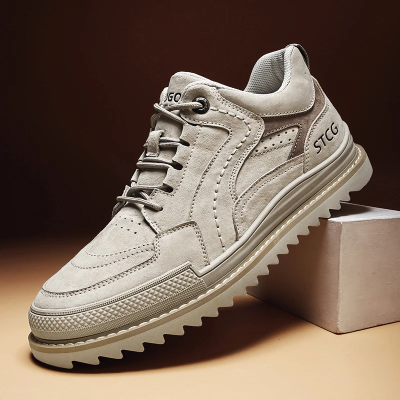 

Мужские холщовые кроссовки из свиной замши, мягкие спортивные туфли на шнуровке, нескользящая подошва, для бега на открытом воздухе