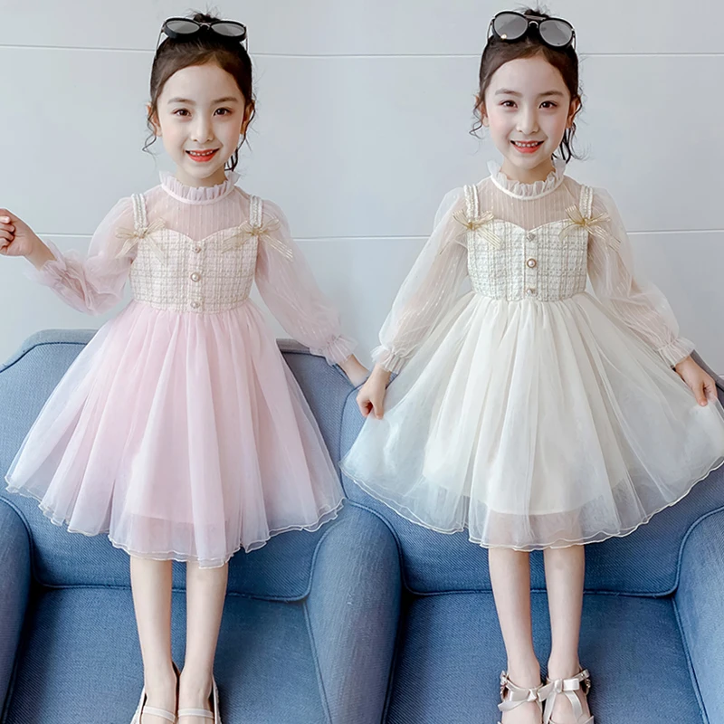 

Осенние платья для девочек, Модное детское бальное платье из тюля, Сетчатое платье в стиле пэчворк, платья принцессы, детская одежда, платье