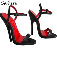 sorbern sexy genuine leather sandals slingback women shoes 16cm open toe ankle strap party heels for crossdresser guys heels