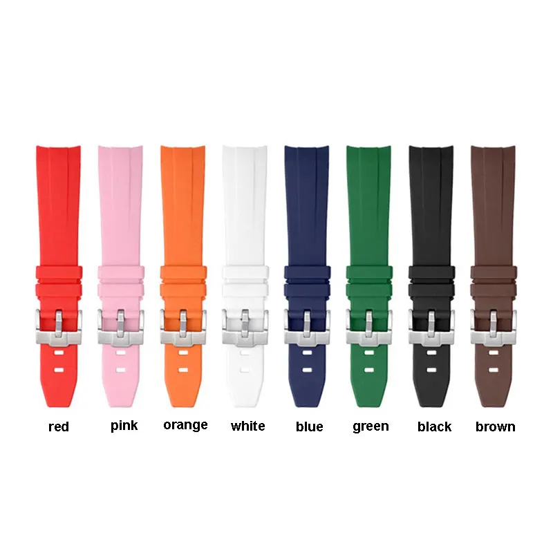 20MM 21MM Curved End Silicone Rubber Strap Watchband For Rolex Water Ghost GMT Sports Waterproof Wristband Universal Bracelet