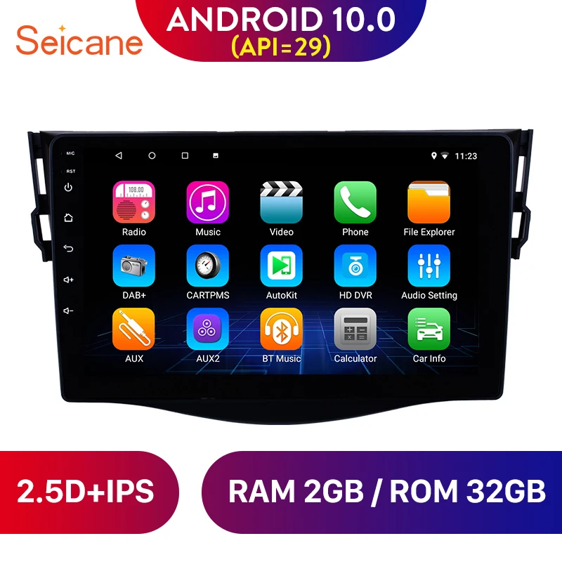 

Seicane 9 inch Radio Android 10.0 for 2007-2013 Toyota RAV4 Car GPS Navigation Steering Wheel control support Mirror Link TPMS