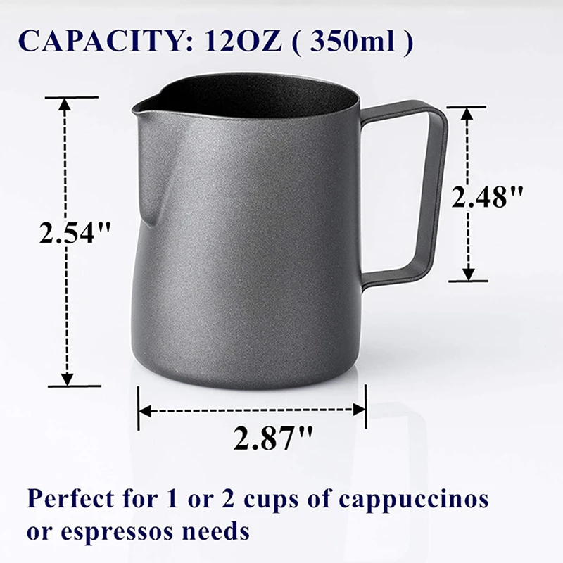 

350Ml/12Oz Milk Frothing Pitcher, Stainless Steel Steaming Pitcher with Decorating Art Pen, Coffee Latte Milk Jug Cup