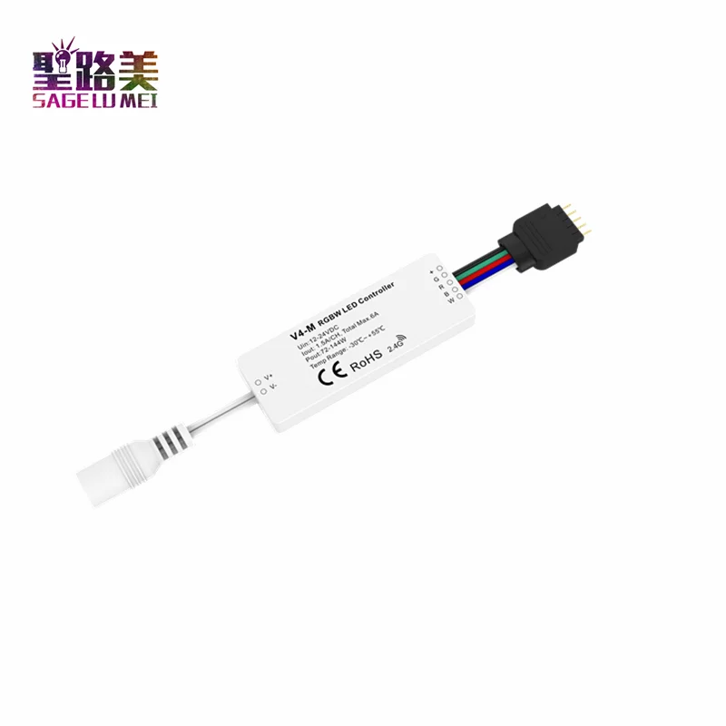 V4-M 12V -24VDC RGBW светодиодный мини RF контроллер 1.5A/CH MAX6A для 5 м полосы светильник |