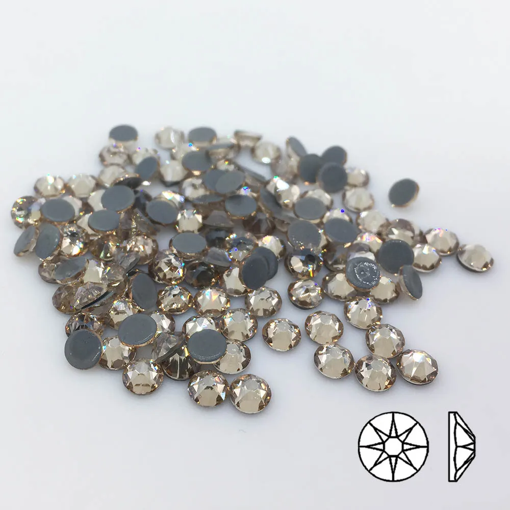 Цвет шампанского золотые тени (8 больших + 8 маленьких) Горячая фиксация стразы из