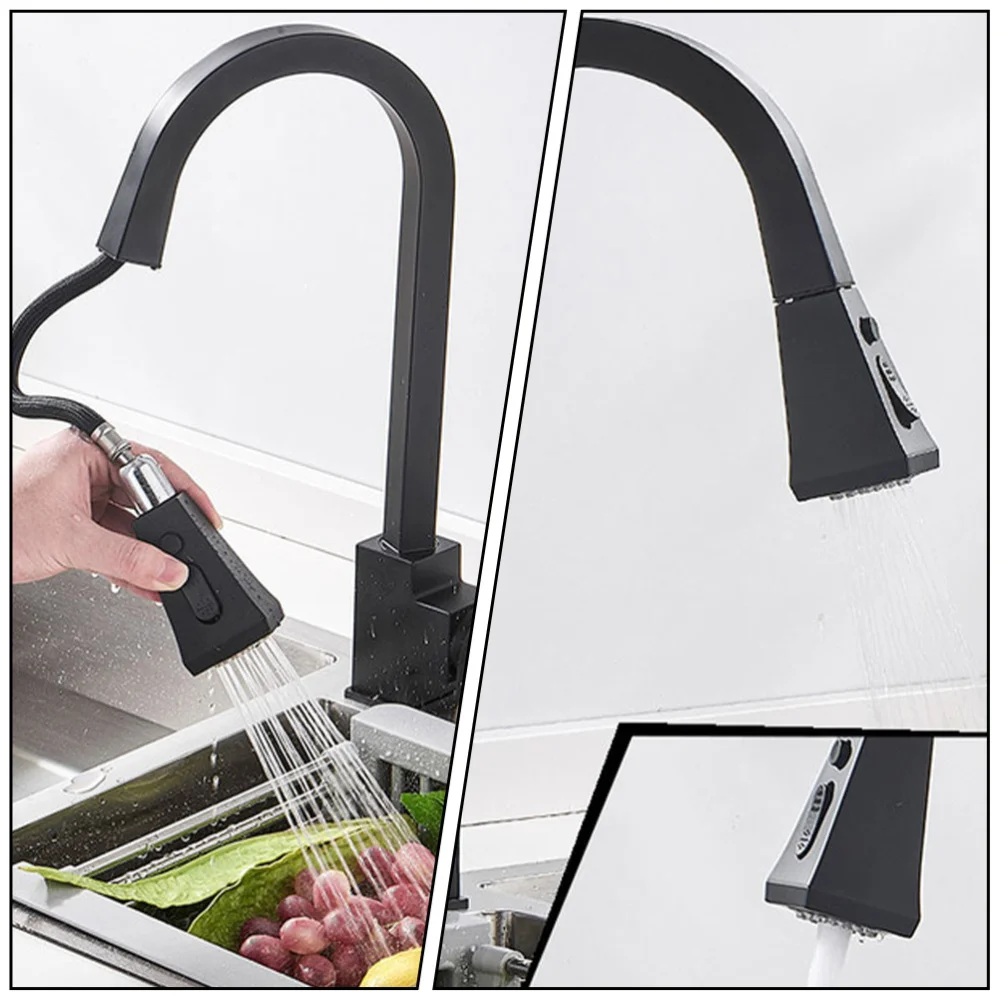 

1pc Practical Pulling Type Kitchen Hot Cold Water (Black)