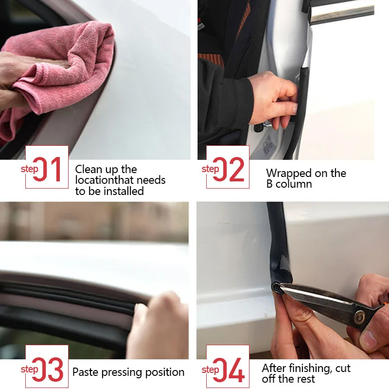 

Car Door Rubber Strip Auto Door Edge Pillar Strips Automobiles Weatherstrip Sound Insulation Sticker Protector Steel Accessories