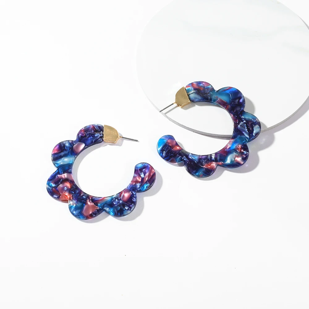 Женские акриловые серьги кольца большие массивные круглые из ацетатной смолы