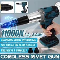 18v brushless cordless electric rivet gun 2 0 5 0mm portable nut blind riveter screwdriver with led light for makita 18v battery