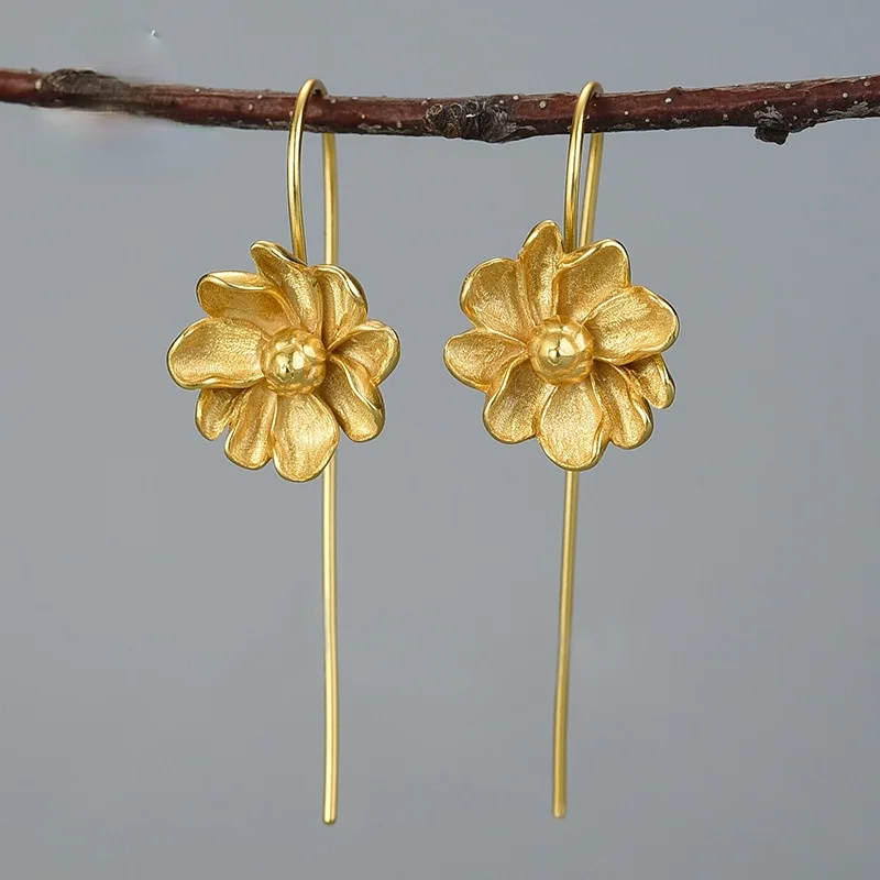 

Лили 925 пробы Серебряные серьги Для женщин золотые длинные Серебряные серьги персонифицированные простые Серебро 925 серьги для женщин, не в...