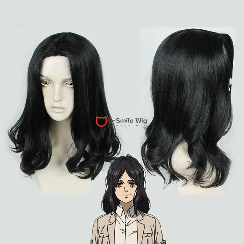 

2021 последний сезон парик для косплея пальцев 50 см черные волнистые средней части длинные термостойкие волосы парики + шапочка для парика