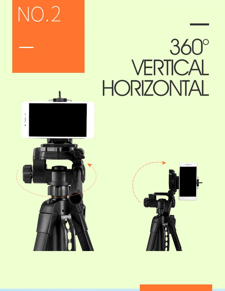 WeiFeng WT-3560 For Micro SLR Digital Camera Video Tripod Vertical 360° Rotatable Head Tripod Stand for Canon Nikon Sony Camera