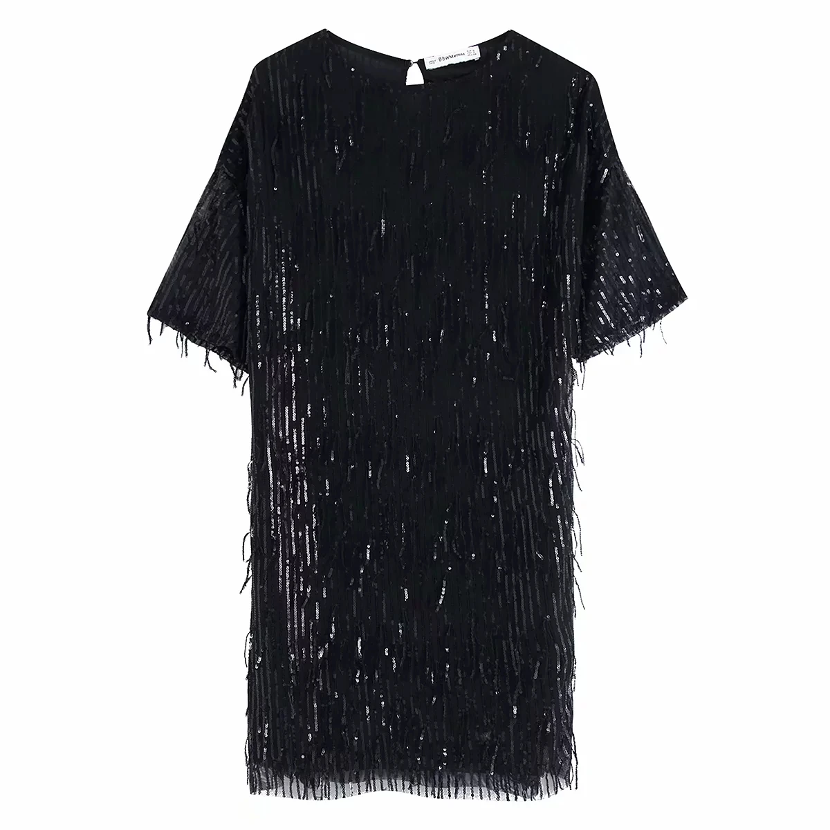 Женское платье с коротким рукавом блестками и бахромой модное женское