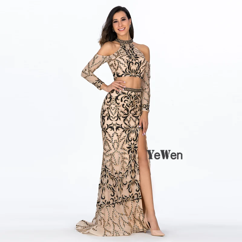 Женские вечерние платья с высоким разрезом Длинные Сексуальные Платья v образным