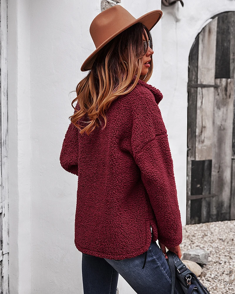 EVERAFTER однотонное плюшевое пальто для женщин из искусственного меха с длинным