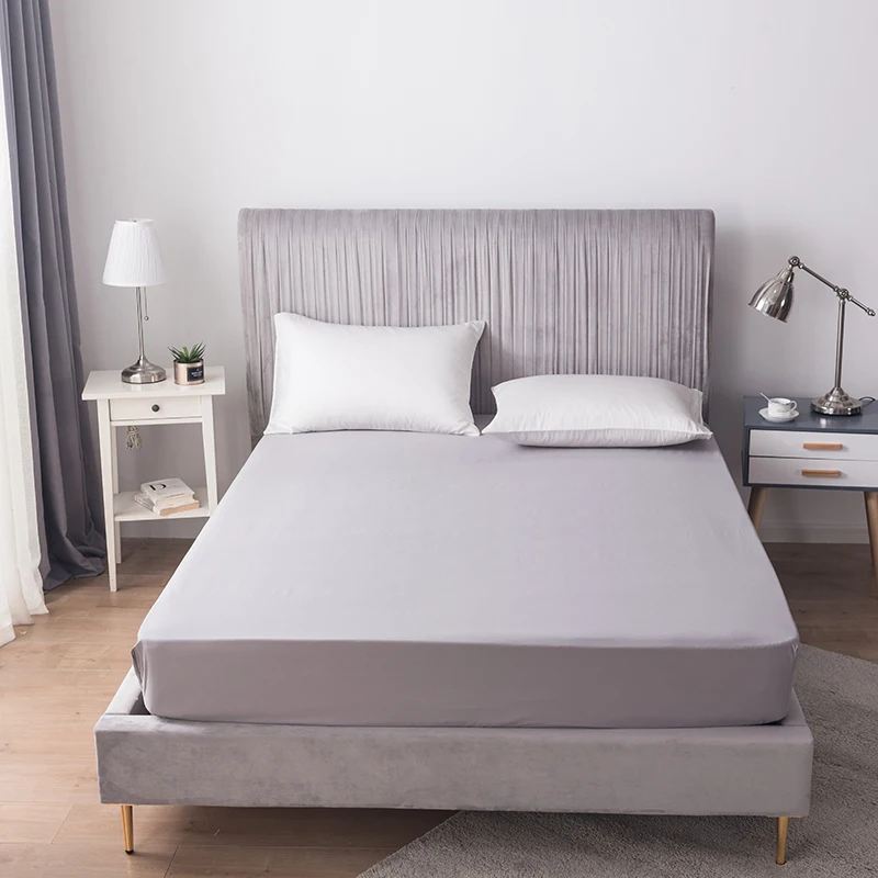 

Fitted Sheet Cotton Bed Linen Sheet with Elastic Bands Double Queen King Home Bedspread Solid Color Mattress Cover Deep 30cm