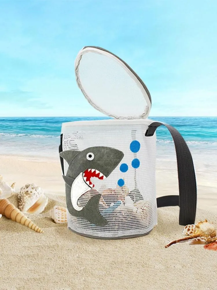 

Mesh Beach Bag Tote Pouch Storage Organizer For Kids Beach Travel Toys Organizer Sundries Net Zipper & Adjustable Shoulder Strap