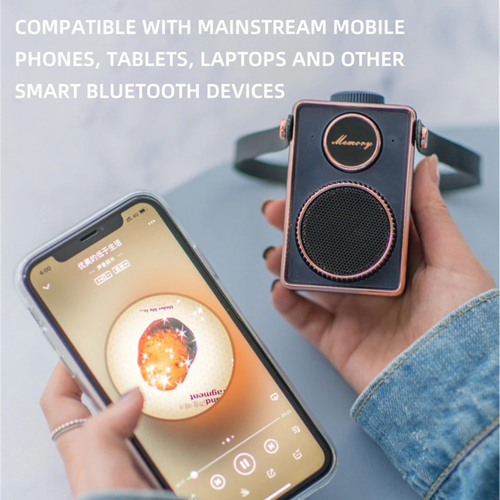 Мини Bluetooth динамик сабвуфер Беспроводная колонка в стиле ретро Портативная форме