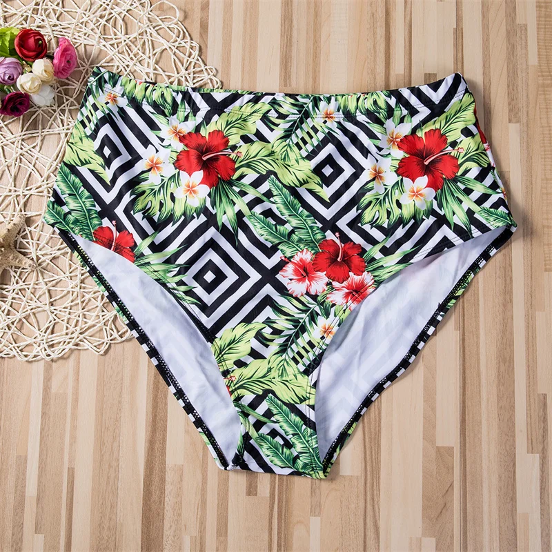 

Плавки купальные женские, с высокой талией, с цветным принтом, размера плюс