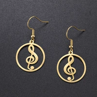 sipuris notes music dangle earrings stainless steel round earring for women fashion music note jewelry 2020 make a wish korean