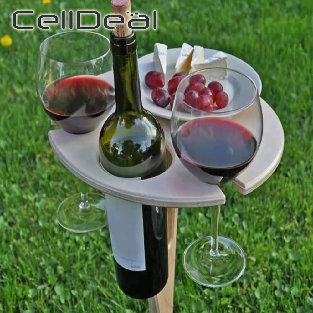 

Foldable Outdoor Wine Table With Round Desktop Mini Portable Folding Wine Table For Outdoor Garden Travel Beach Garden Furniture