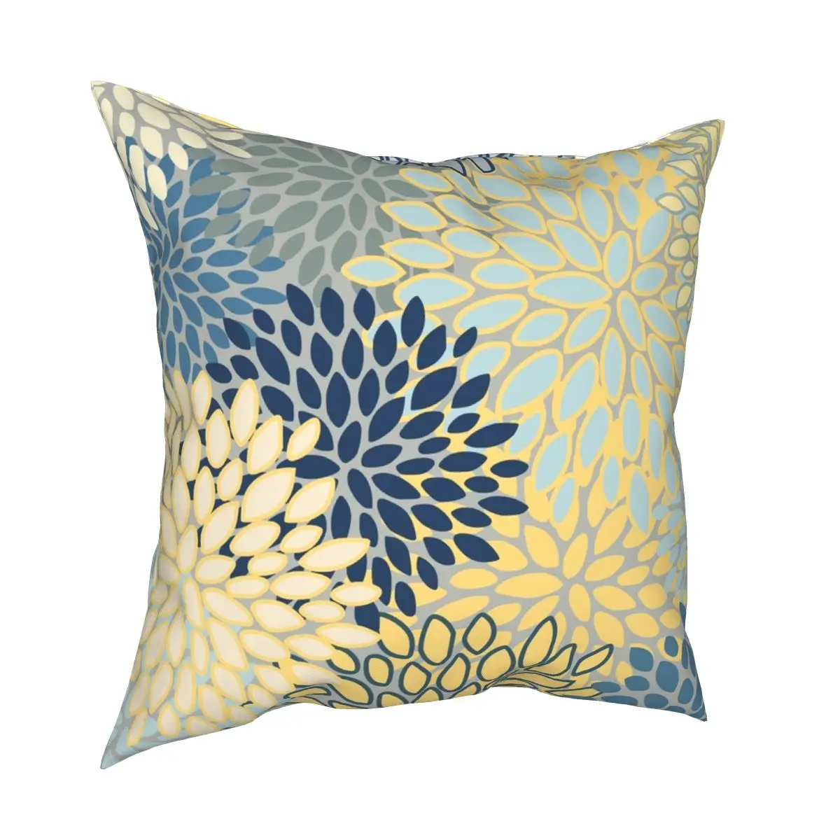 

Чехол для диванной подушки с цветочным принтом желтого, серого, синего цвета
