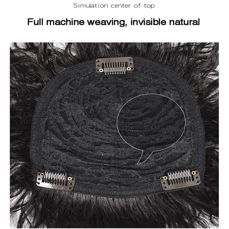 

Women wave curly topper closure Synthetic hair Clip Closure Corn beard Natural with Bangs Heat resistance of synthetic fiber
