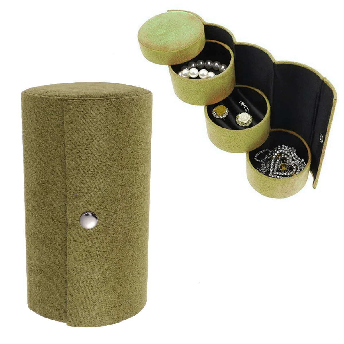3 слоя шкатулка Дисплей Подарочная коробка цилиндрический Органайзер фланелевые