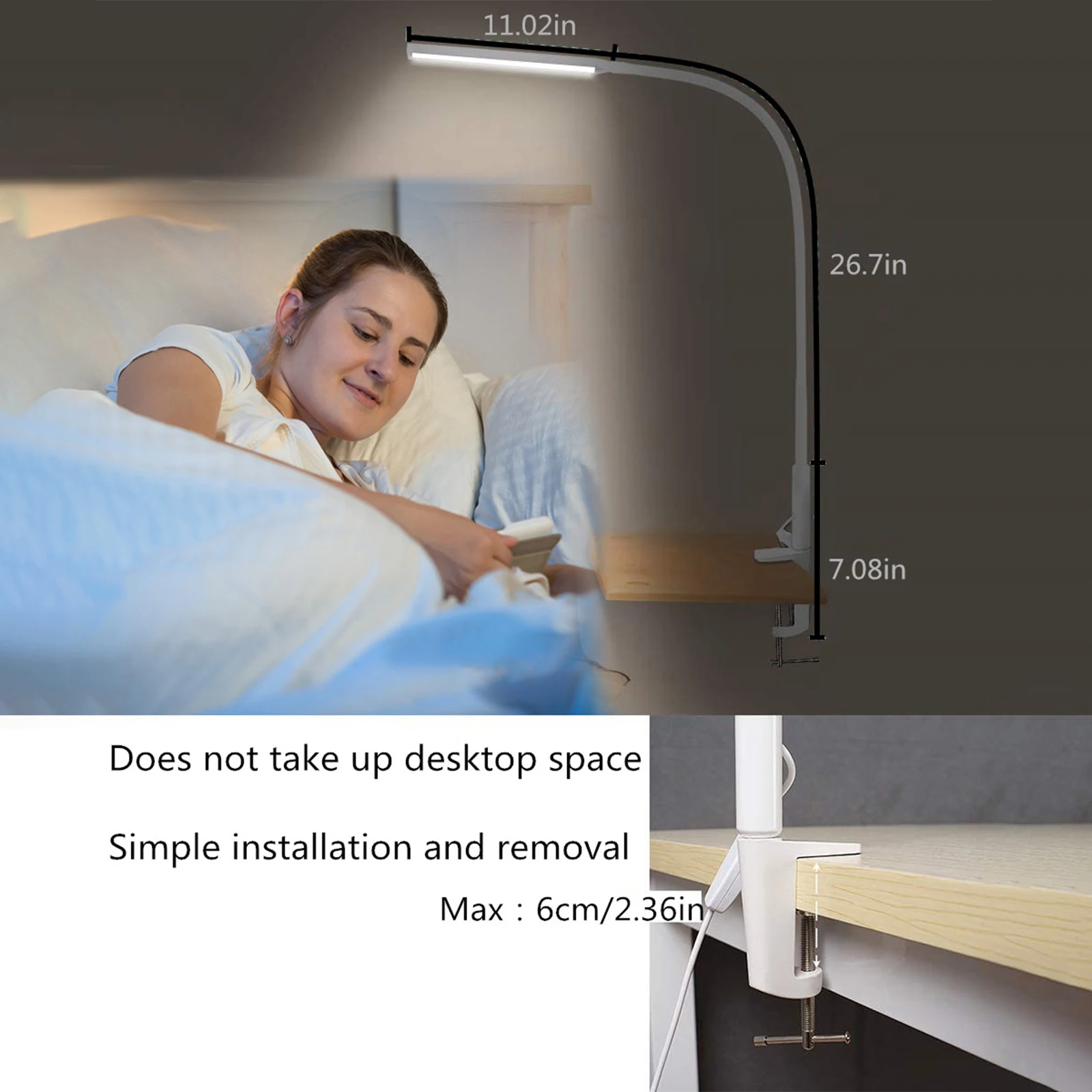 

LED Desk Decoration Lamp with Clamp 360-Degree Lighting Flexible Adjusted USB Table Light for Household Office Study Reading