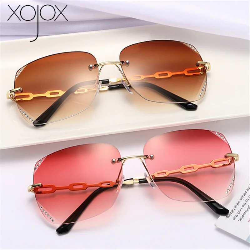 Очки солнцезащитные XojoX женские без оправы роскошные брендовые Дизайнерские