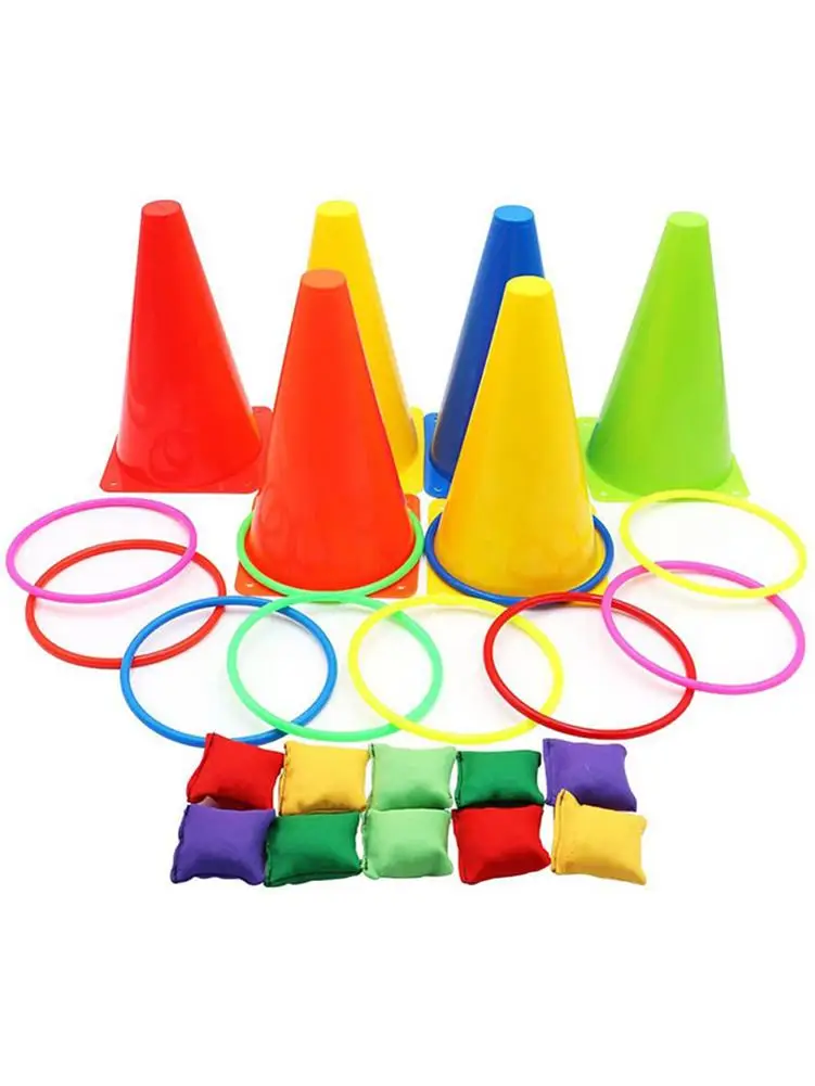 

Carnival Toss Games Combo Set Outdoor Plastic Cones Bean Bag Ring Toss Games For Kids/Children Party Activities Game Toy
