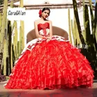 Мексиканские платья для Quinceanera, пышная юбка из органзы с аппликацией, милое платье 16, платья 15 в испанском стиле, бальное платье, платья для выпускного вечера