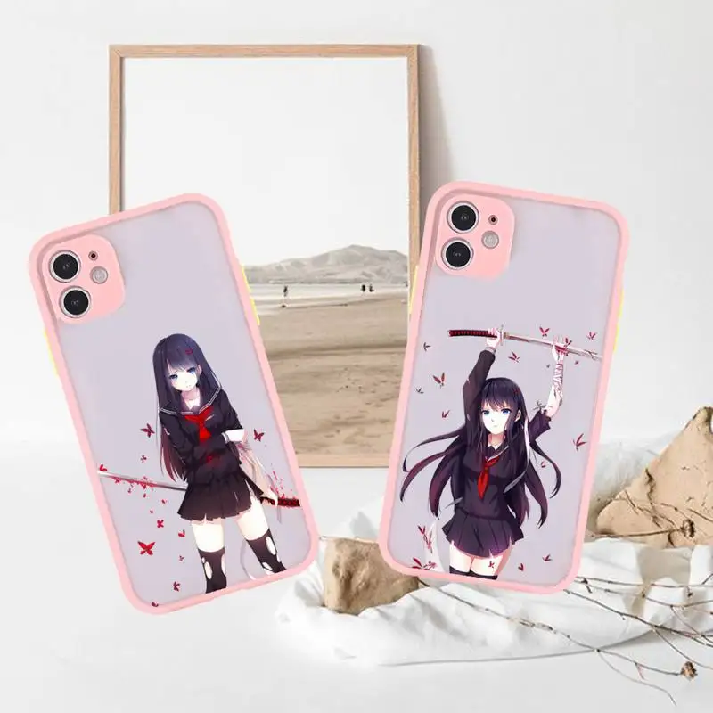 

Babaite Katana Anime Phone Case For iPhone 13 12 11 Mini Pro XR XS Max 7 8 Plus X Matte transparent Pink Back Cover