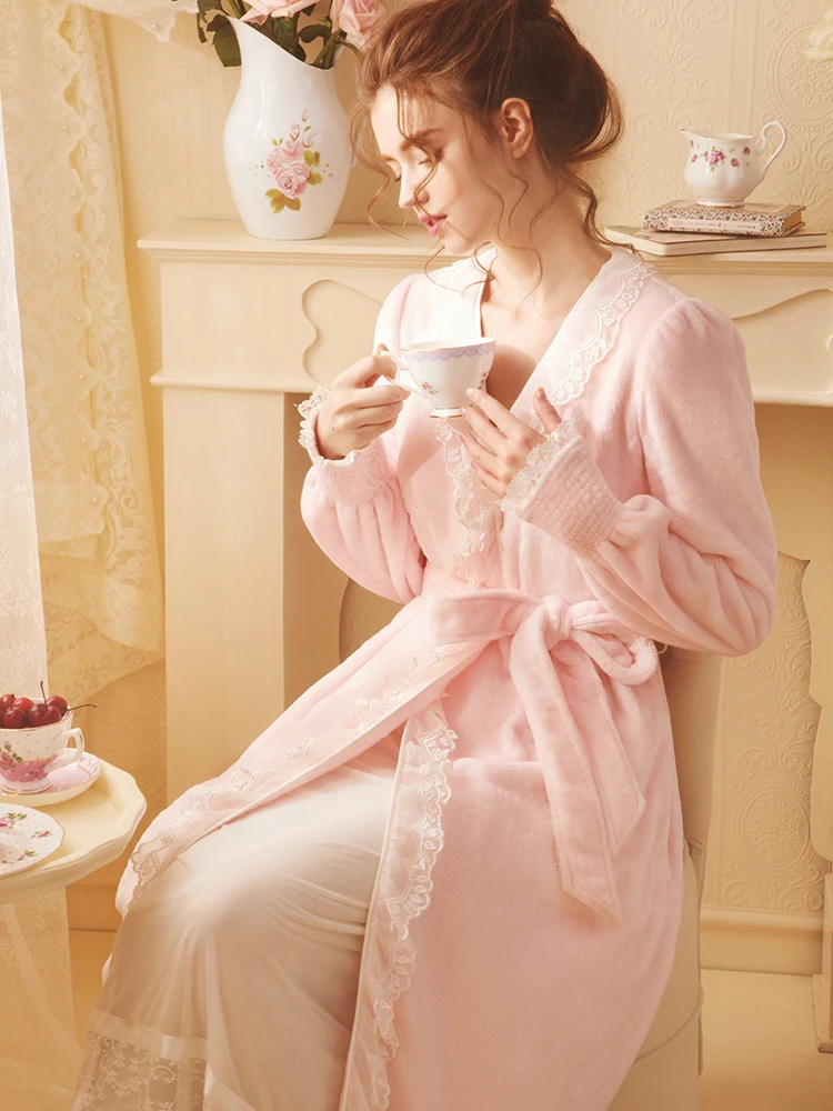 Женская фланелевая Ночная сорочка розового цвета синяя ночная рубашка