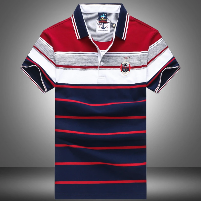

2020 New Summer Striped Lapel Men's Fashion High Quality Polo Shirt Shark Brand Casual Modal Cotton Short Sleeve Plus Size XXXL