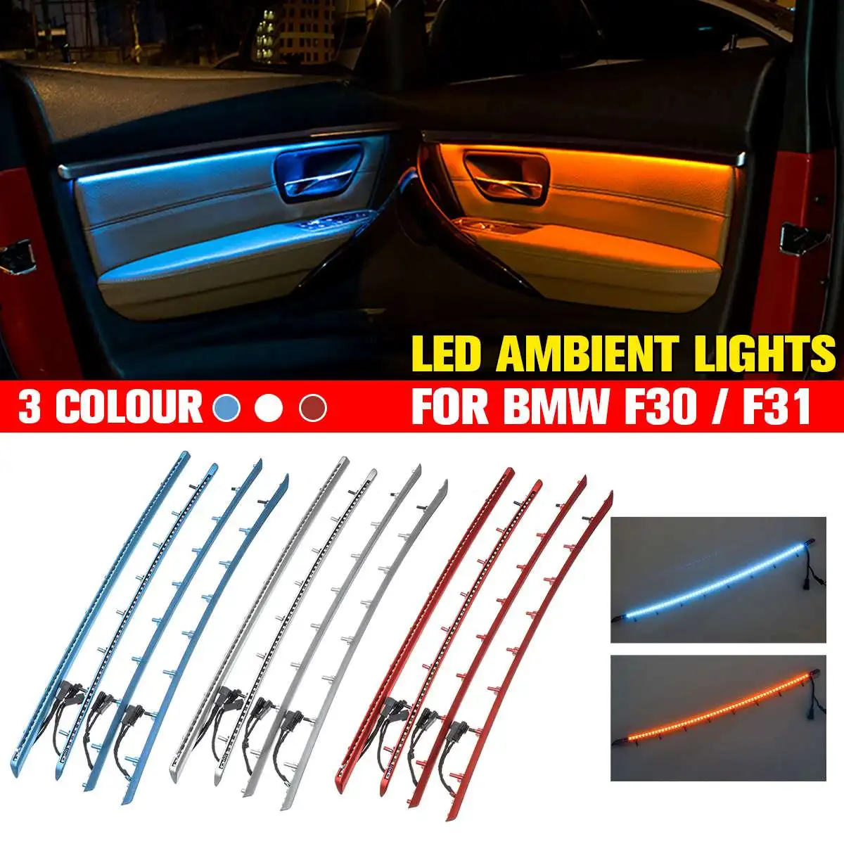 

Illuminated LED Ambient atmosphere Lamp Set Led Ambient Carbon Fiber Auto Interior Door Panel Decorative Light For BMW F30/F31