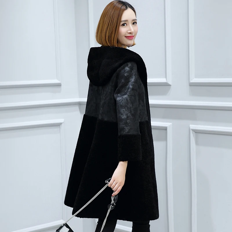 Женская двухсторонняя куртка из овчины осенне-зимняя шуба натуральной шерсти с