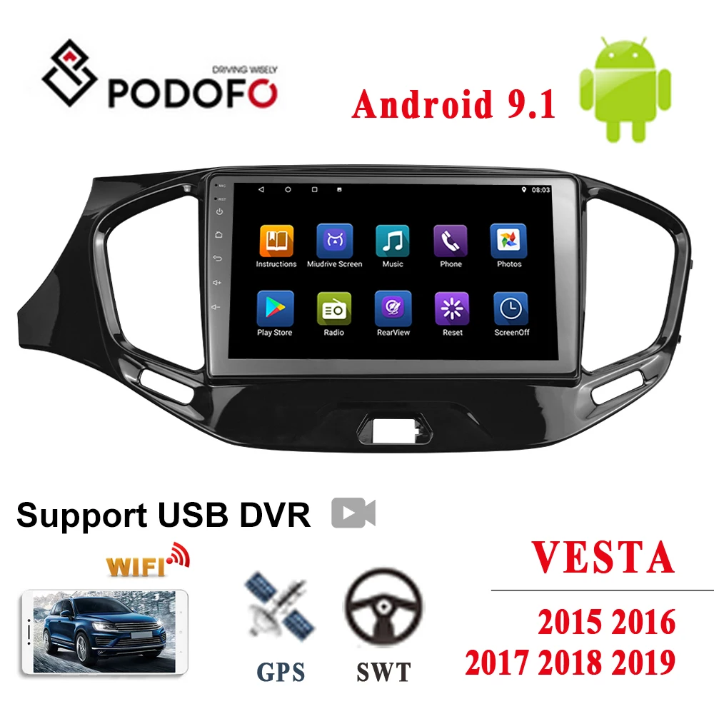 Автомагнитола Podofo 2 din Android 9 1 GPS автомобильный мультимедийный плеер IPS сплит экран