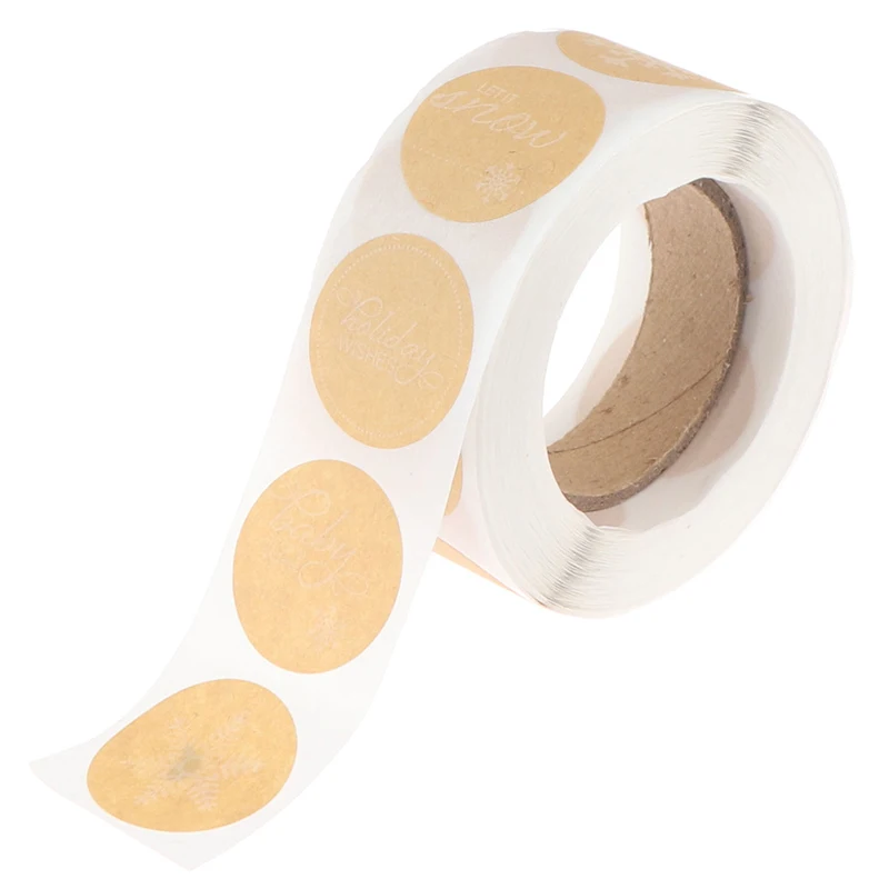 

500Pcs/roll Round Christmas Theme Stickers 6styles Snowflake Holiday Labels Scrapbooking Stationery Sticker DIY