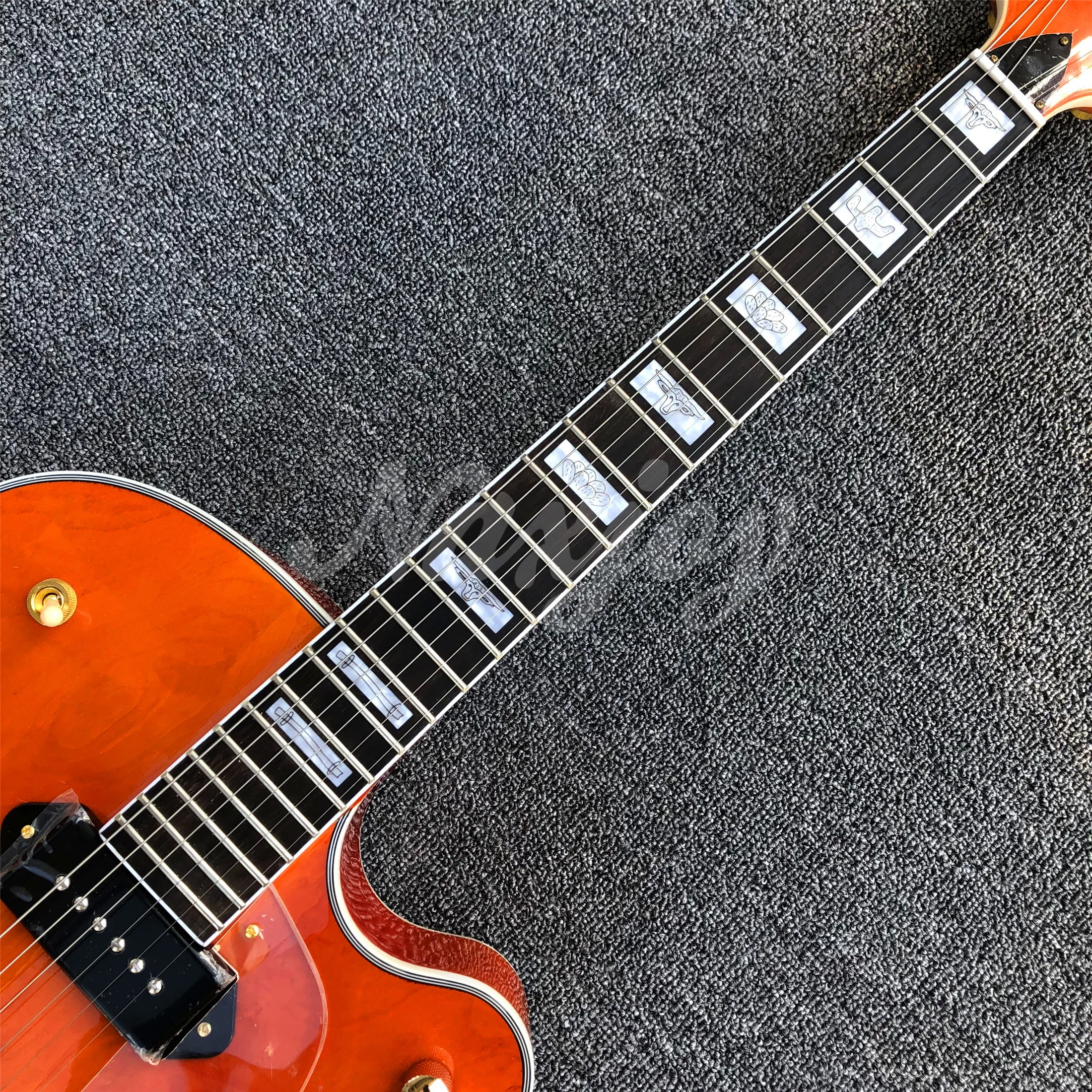 Orange G Semi Hollow Maple Body Electric Guitar Golden Bigsby Bridge P90 Pickup Jazz Guitarra |