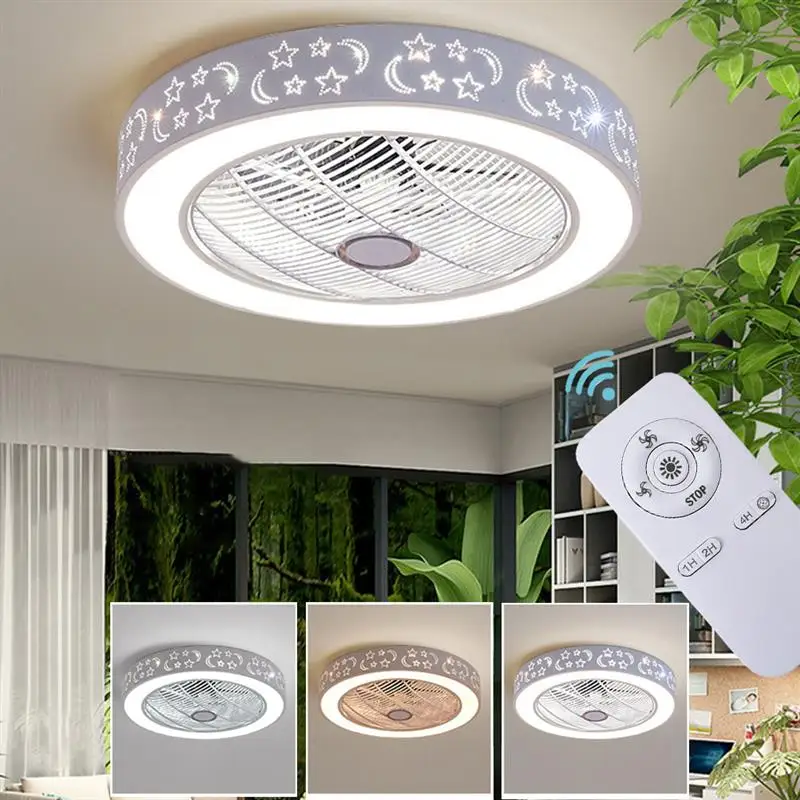 

free shipping Portable silent Round LED Ceiling Fan Light chandelier fan lamp with Remote Control Dimmable Lighting